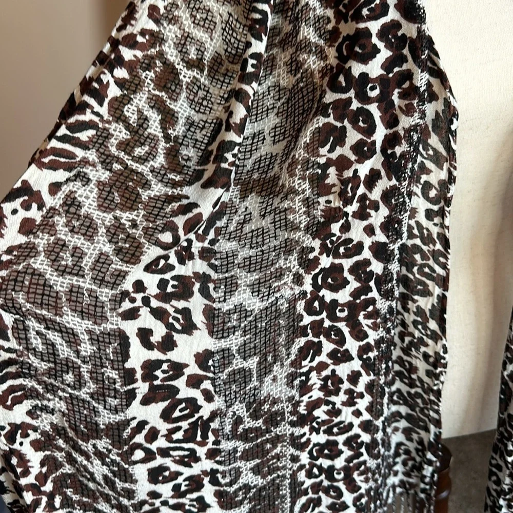 Collections Eighteen Animal Print Scarf with Fringe